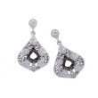 Alesandro Menegati Sterling Silver Black Diamonds and White Topaz Fashion Fancy Pendant Earrings