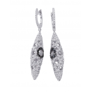 Picture of Alesandro Menegati Sterling Silver Black Diamonds and White Topaz Fancy Fashion Earrings