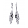 Alesandro Menegati Sterling Silver Black Diamonds and White Topaz Fancy Fashion Earrings
