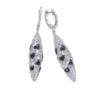 Picture of Alesandro Menegati Sterling Silver Black Diamonds and White Topaz Fancy Fashion Earrings
