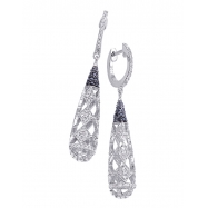 Picture of Alesandro Menegati Sterling Silver Black Diamonds and White Topaz Fancy Fashion Earrings
