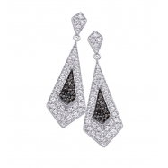 Picture of Alesandro Menegati Sterling Silver Black Diamonds and White Topaz Fancy Fashion Earrings