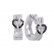 Picture of Alesandro Menegati Sterling Silver Black Diamonds and White Topaz Fashion Fancy Hoop Earrings