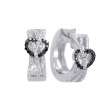 Alesandro Menegati Sterling Silver Black Diamonds and White Topaz Fashion Fancy Hoop Earrings