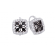 Alesandro Menegati Sterling Silver Black Diamonds and White Topaz Fashion Fancy Square Earrings