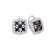 Picture of Alesandro Menegati Sterling Silver Black Diamonds and White Topaz Fashion Fancy Square Earrings