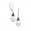 Alesandro Menegati Sterling Silver Black Diamonds and Pearl Earrings