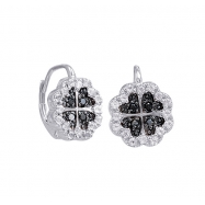 Picture of Alesandro Menegati Sterling Silver Black Diamonds and White Topaz Fancy Fashion Earrings