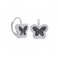 Picture of Alesandro Menegati Sterling Silver Black Diamonds and White Topaz Fancy Fashion Earrings