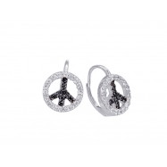 Picture of Alesandro Menegati Sterling Silver Black Diamonds and White Topaz Fancy Fashion Earrings