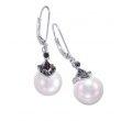 Alesandro Menegati Sterling Silver Black Diamonds and Pearl Earrings