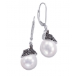 Alesandro Menegati Sterling Silver Black Diamonds and Pearl Earrings