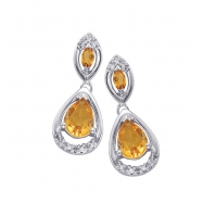 Picture of Alesandro Menegati Sterling Silver Earrings with Diamonds and Citrines