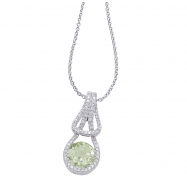 Picture of Alesandro Menegati Sterling Silver Necklace with Diamonds and Green Amethyst