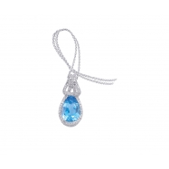 Picture of Alesandro Menegati Sterling Silver Necklace with Diamonds and Blue Topaz
