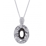 Picture of Alesandro Menegati Sterling Silver Black Diamonds and White Topaz Fashion Oval Pendant Necklace