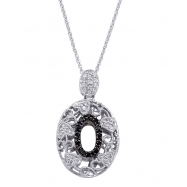 Picture of Alesandro Menegati Sterling Silver Black Diamonds and White Topaz Fashion Oval Pendant Necklace