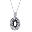 Alesandro Menegati Sterling Silver Black Diamonds and White Topaz Fashion Oval Pendant Necklace
