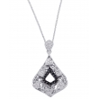 Alesandro Menegati Sterling Silver Black Diamonds and White Topaz Fashion Fancy Pendant Necklace