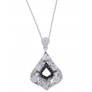 Picture of Alesandro Menegati Sterling Silver Black Diamonds and White Topaz Fashion Fancy Pendant Necklace