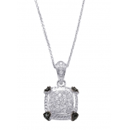 Picture of Alesandro Menegati Sterling Silver Black Diamonds and White Topaz Square Necklace