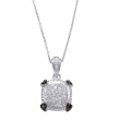 Alesandro Menegati Sterling Silver Black Diamonds and White Topaz Square Necklace
