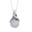 Alesandro Menegati Sterling Silver Black Diamonds and White Topaz Swarowski Style Necklace