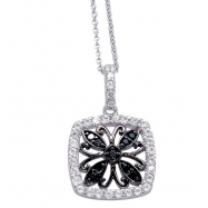 Picture of Alesandro Menegati Sterling Silver Black Diamonds and White Topaz Fashion Fancy Square Necklace