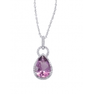 Picture of Alesandro Menegati Sterling Silver Pendant Necklace with Diamonds and Amethysts