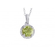Picture of Alesandro Menegati Sterling Silver Circle Necklace with Diamonds and Peridot