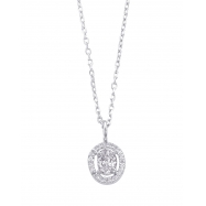 Picture of Alesandro Menegati Sterling Silver Circle Necklace with Diamonds and White Topaz