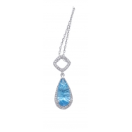Picture of Alesandro Menegati Sterling Silver Necklace with Diamonds and Blue Topaz