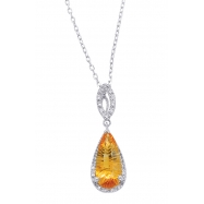 Picture of Alesandro Menegati Sterling Silver Necklace with Diamonds and Citrine