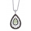 Alesandro Menegati Sterling Silver Necklace with White and Black Diamonds and Green Amethyst