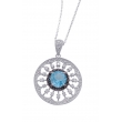 Alesandro Menegati Sterling Silver Necklace with White and Black Diamonds and Blue Topaz