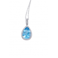 Picture of Alesandro Menegati Sterling Silver Necklace with Diamonds and Blue Topaz