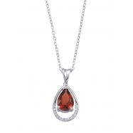 Picture of Alesandro Menegati Sterling Silver Necklace with Diamonds and Large Garnet