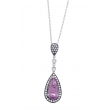 Alesandro Menegati Sterling Silver Pendant Necklace with Black and White Diamonds and Amethyst