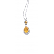 Picture of Alesandro Menegati Sterling Silver Necklace with Diamonds and Large Citrine