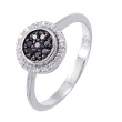 Alesandro Menegati Sterling Silver Ring with Black and White Diamonds