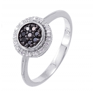 Picture of Alesandro Menegati Sterling Silver Ring with Black and White Diamonds