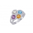 Alesandro Menegati Sterling Silver Ring with Gemstones