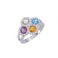 Picture of Alesandro Menegati Sterling Silver Ring with Gemstones