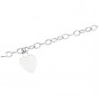 14K White Gold 7.5 Inch Hollow Link Heart Charm Bracelet