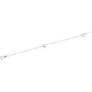 Picture of 14K Gold 10.00 Inch Diamond Cut Cable Anklet With Polished White Hearts