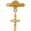 14K Yellow Gold Crucifix Baptismal Pin
