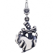 Picture of Sterling Silver Heart With Dagger And Flame Charm