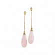 14K Yellow Gold Pair 15.00x06.00 Genuine Pink Opal Briolette Earrings