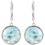 Picture of Sterling Silver Pair Genuine Larimar Earrings