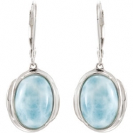 Picture of Sterling Silver Pair Genuine Larimar Earrings